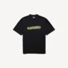 Heren T-shirt met ‘messy spray’-print en medium pasvorm  in zwart