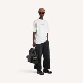 Heren-T-shirt met schetsachtige print en medium pasvorm in wit