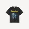 Heren-T-shirt ‘The Address’ met medium pasvorm in gewassen zwart