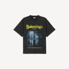 Heren-T-shirt ‘The Address’ met medium pasvorm in gewassen zwart