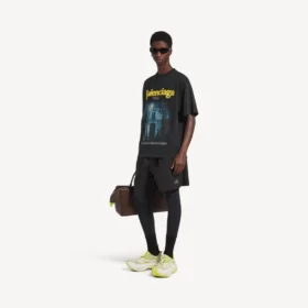 Heren-T-shirt ‘The Address’ met medium pasvorm in gewassen zwart
