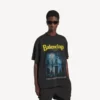 Heren-T-shirt ‘The Address’ met medium pasvorm in gewassen zwart