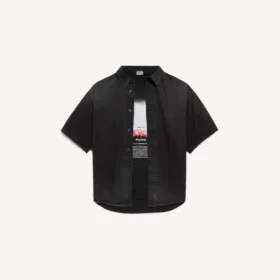 Heren ‘The Door’ Denim hybride shirt met korte mouwen in zwart