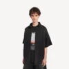 Heren ‘The Door’ Denim hybride shirt met korte mouwen in zwart