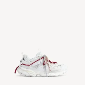 Heren track-sneaker met veters in wit/rood/grijs/zwart