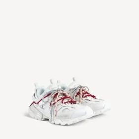Heren track-sneaker met veters in wit/rood/grijs/zwart