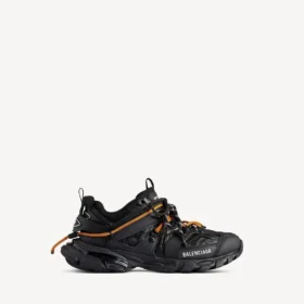 Heren track-sneakers met veters in zwart/oranje