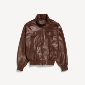 Herenbomber met hoge kraag in de kleur Castor