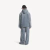 Herenjas met capuchon en denimstiksels in donkerblauw