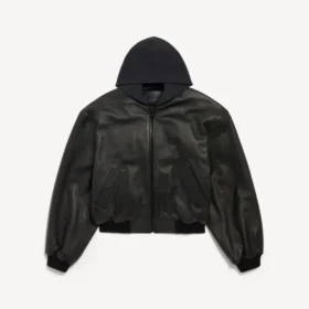 Herenjas met capuchon en patches in zwart