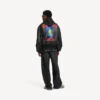 Herenjas met capuchon en patches in zwart