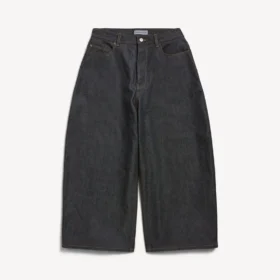 Herenjeans met gebogen pijpen in ruwe indigo
