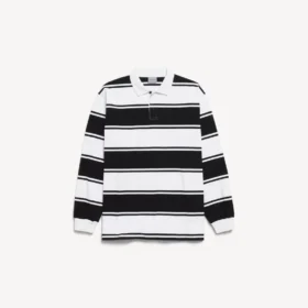 Herenpoloshirts met lange mouwen in zwart/wit
