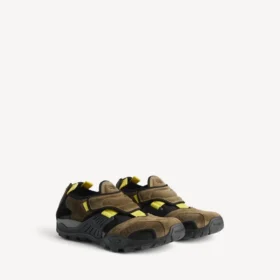 Hikesandalen voor heren in taupe/zwart/neongeel
