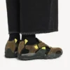 Hikesandalen voor heren in taupe/zwart/neongeel