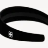 Holli platte haarband voor dames in zwart/glanzend zilver