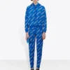 Hoodie met capuchon en trekkoord, volledig bedrukt met alfabetlogo, blauw 612959TIV715011