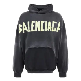 Hoodie met gescheurde zak en Tape Type-effect, oversized “Black Faded” 744190TOVB11055