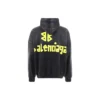 Hoodie met gescheurde zak en Tape Type-effect, oversized “Black Faded” 744190TOVB11055