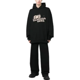 Hoodie met handgetekend BB Icon, ruime pasvorm “Black” 620973TNVQ11059