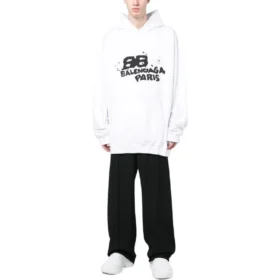 Hoodie met handgetekend BB Icon, ruime pasvorm “White” 620973TNVQ19040