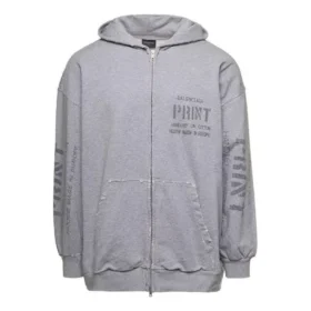 Hoodie met print en ritssluiting, small fit “Grijs” 744454TOVN41167