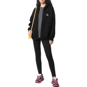 Hoodie met rits en geborduurd logo “Zwart” 674719TLVH81070