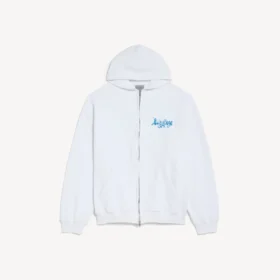 Hoodie met rits en schetsachtige print voor dames in wit