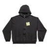 Hoodie met rits en Sticky Note-logo, medium pasvorm “Black Faded” 744457TOVD31055