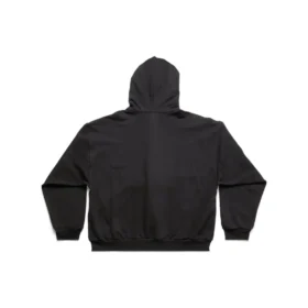 Hoodie met rits en Sticky Note-logo, medium pasvorm “Black Faded” 744457TOVD31055