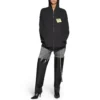 Hoodie met rits en Sticky Note-logo, medium pasvorm “Black Faded” 744457TOVD31055