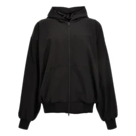 Hoodie met rits, ruime pasvorm “Zwart” 750965TNT391000