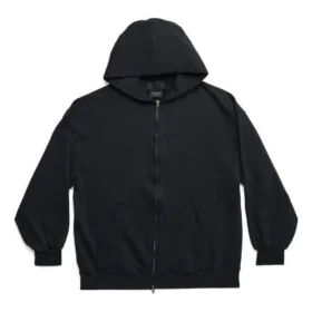 Hoodie met ritssluiting en lussen aan de buitenkant, small fit “Black Faded” 744454TOVF51055