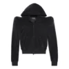 Hoodie met ronde schouder en ritssluiting “Black” 767880TNV611000
