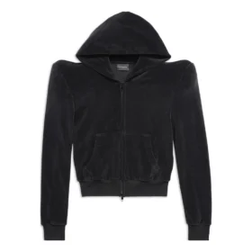 Hoodie met ronde schouder en ritssluiting “Black” 767880TNV611000