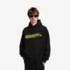 Hoodie voor heren met ‘messy spray’-print en medium pasvorm  in zwart
