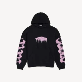 Hoodie voor heren met ‘wet brush’-effect en medium pasvorm in zwart