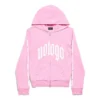 Hoodie zonder logo met ritssluiting, small fit “Lichtroze Wit” 788243TQVK55708