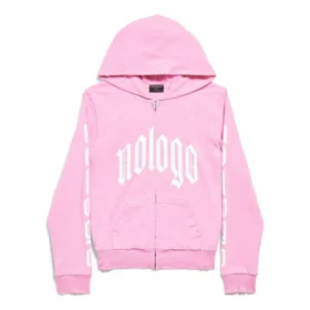 Hoodie zonder logo met ritssluiting, small fit “Lichtroze Wit” 788243TQVK55708