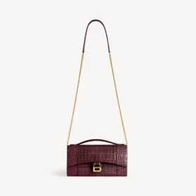 Hourglass-pochette voor dames met ketting in donker bordeauxrood