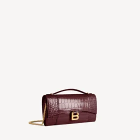 Hourglass-pochette voor dames met ketting in donker bordeauxrood