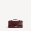 Hourglass-pochette voor dames met ketting in donker bordeauxrood