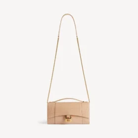 Hourglass-pochette voor dames met ketting in nude
