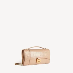 Hourglass-pochette voor dames met ketting in nude