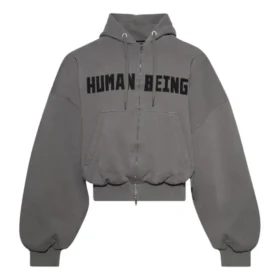 Human Being ronde Hoodie met rits “Donkergrijs” 827153TSVB91441