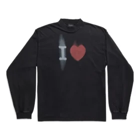 I Love T-shirt met lange mouwen, medium pasvorm “Black” 744449TOVH39034
