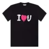 I Love U-opdruk T-shirt met korte mouwen, zwart 612965TJVL51070