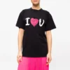 I Love U-opdruk T-shirt met korte mouwen, zwart 612965TJVL51070