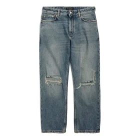 Jeans met rechte pijpen en versleten look “Blue” 745149THW254245