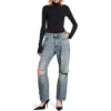 Jeans met rechte pijpen en versleten look “Blue” 745149THW254245